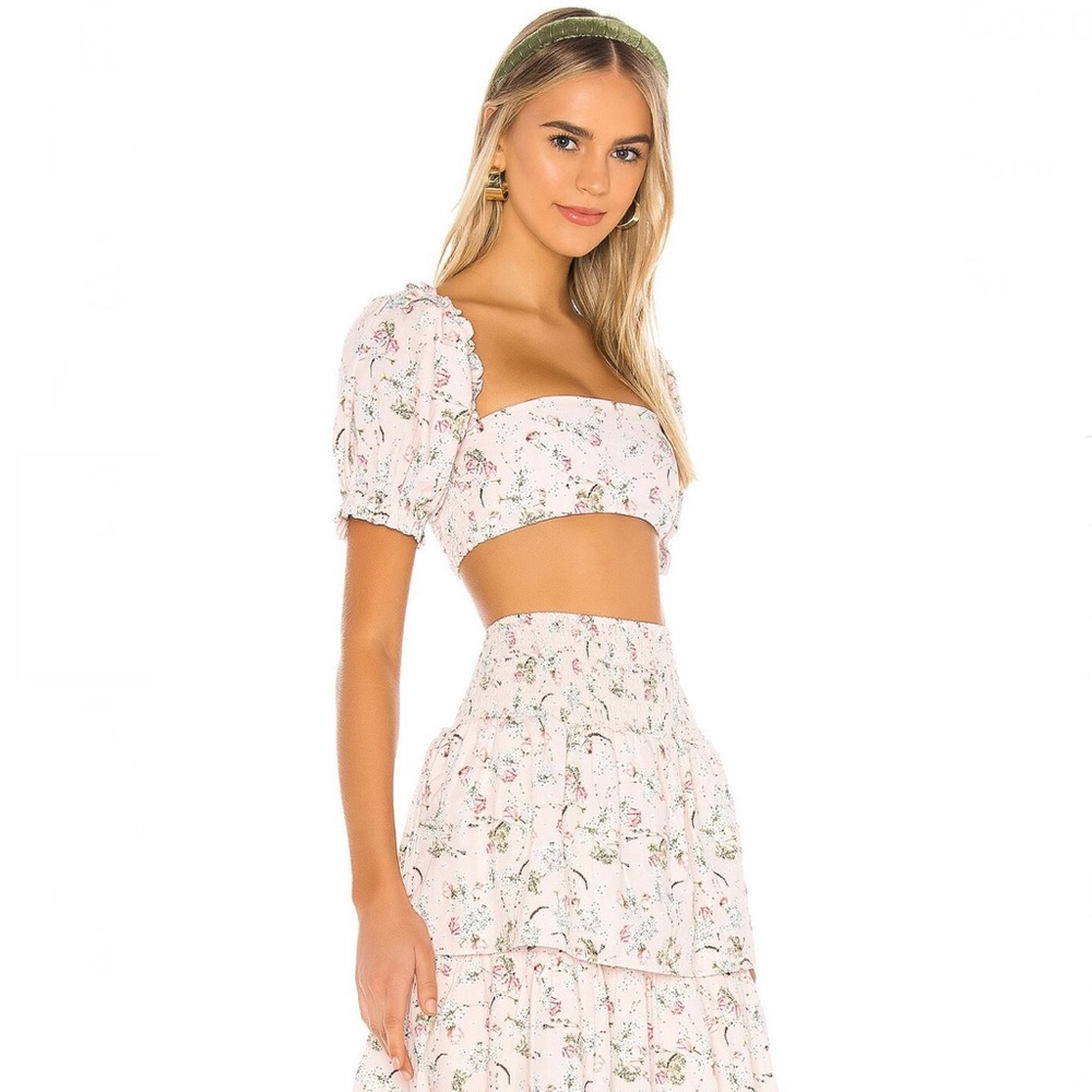 NEW WEWOREWHAT PINK FLORAL PRINT CROP TOP - Picture 6 of 10